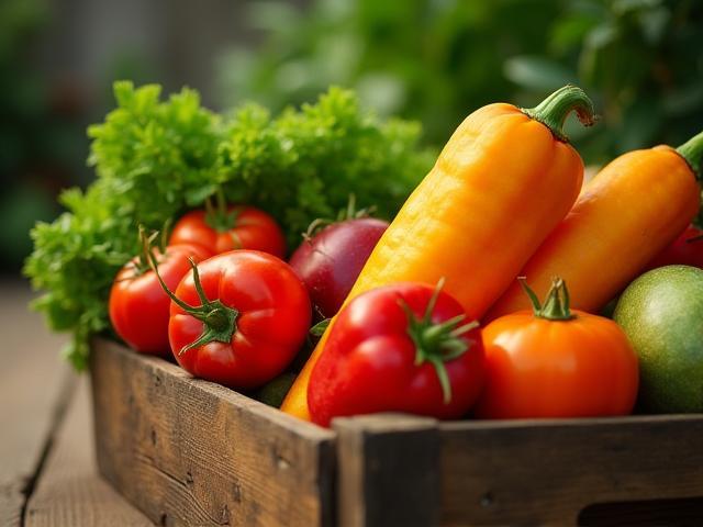 Fresh farm produce including seasonal fruits and vegetables