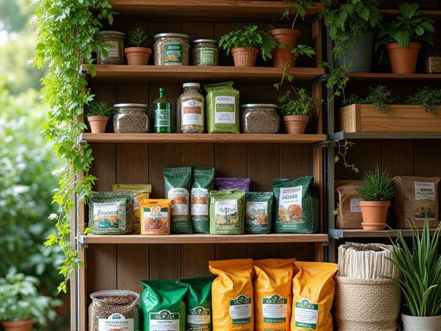 Seeds, soils, organic fertilizers, and gardening tools